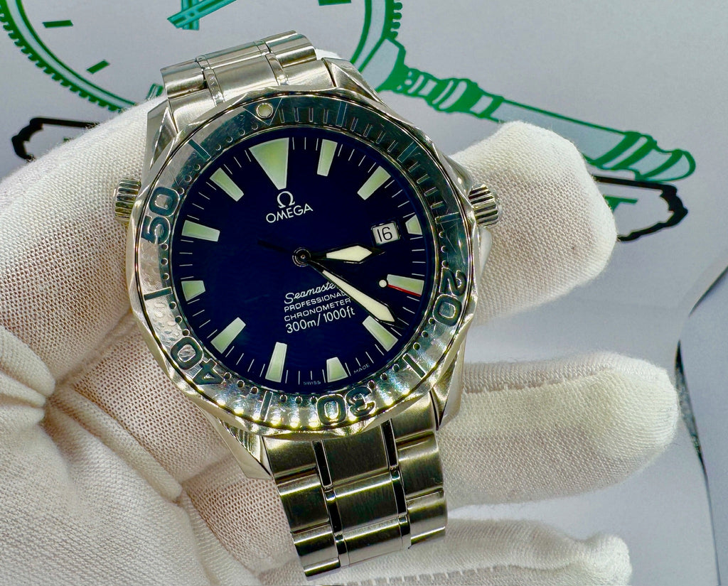 Case #0045 — Pre-Owned Omega Seamaster Professional 300M “Electric Blue” (Ref. 2255.80.00) — Full Kit