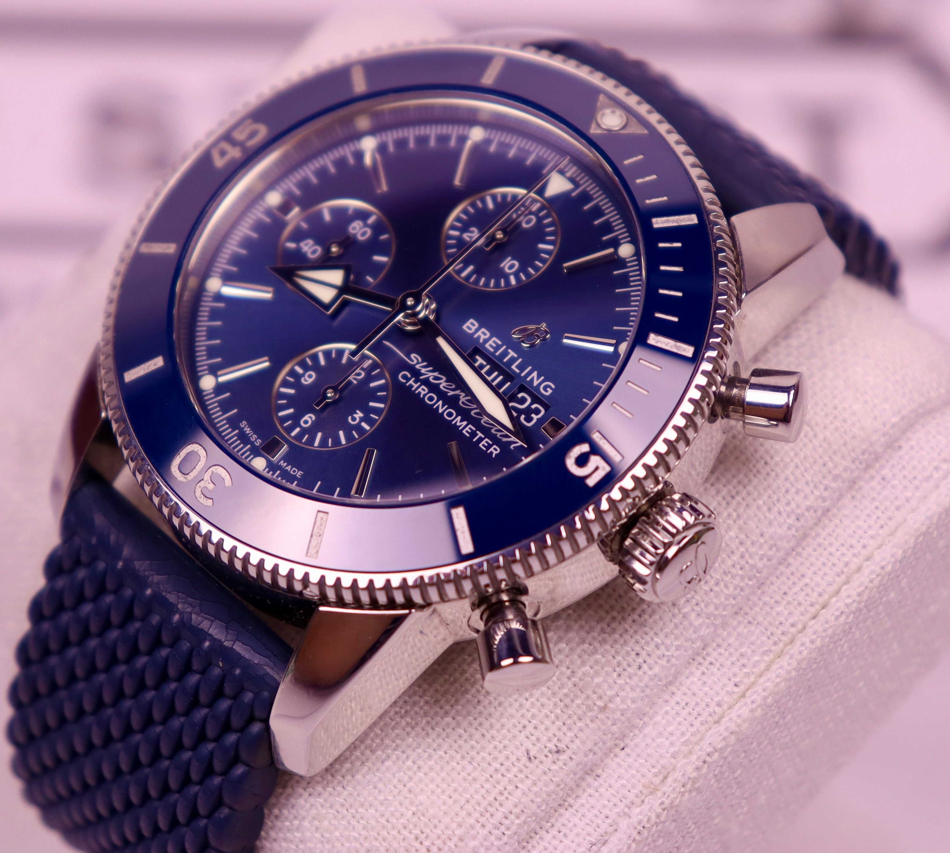 Case #549 — Breitling Superocean Heritage Chrono Blue Rubber Ref. A13313161C1S1