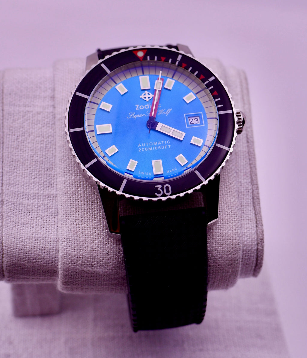 Case #640 — Zodiac Super Sea Wolf Compression Automatic Blue Dial Rubber Ref. ZO9275