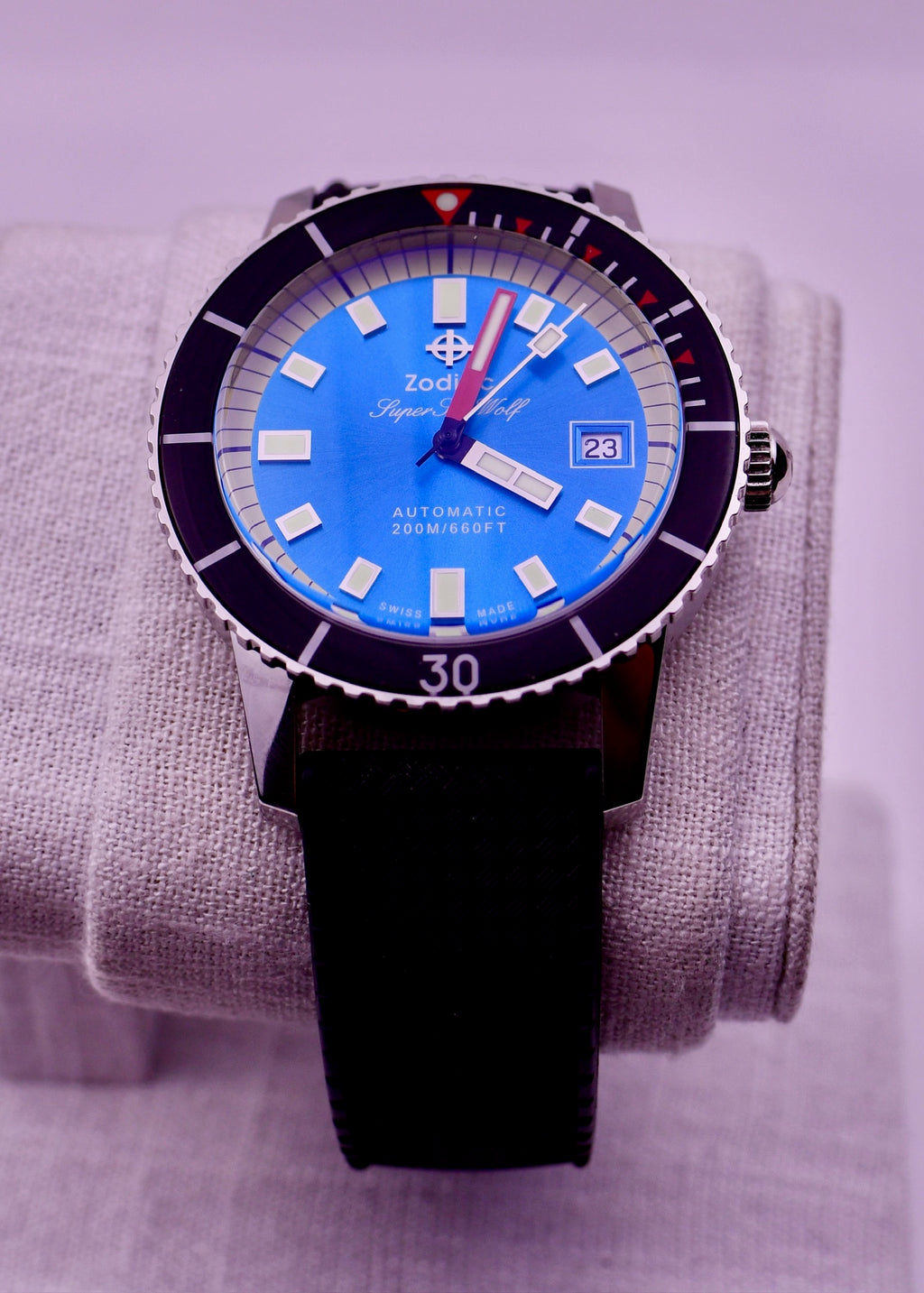Case #640 — Zodiac Super Sea Wolf Compression Automatic Blue Dial Rubber Ref. ZO9275