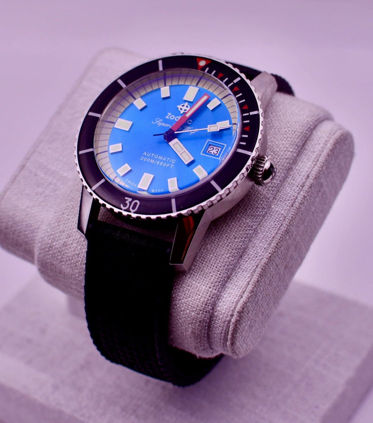 Case #640 — Zodiac Super Sea Wolf Compression Automatic Blue Dial Rubber Ref. ZO9275