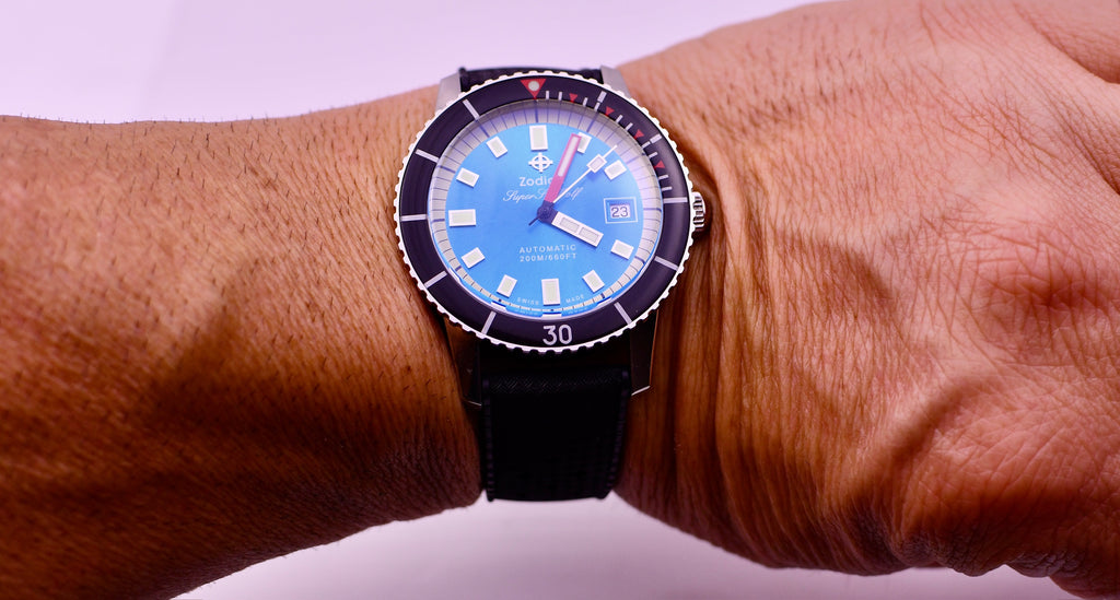 Case #640 — Zodiac Super Sea Wolf Compression Automatic Blue Dial Rubber Ref. ZO9275