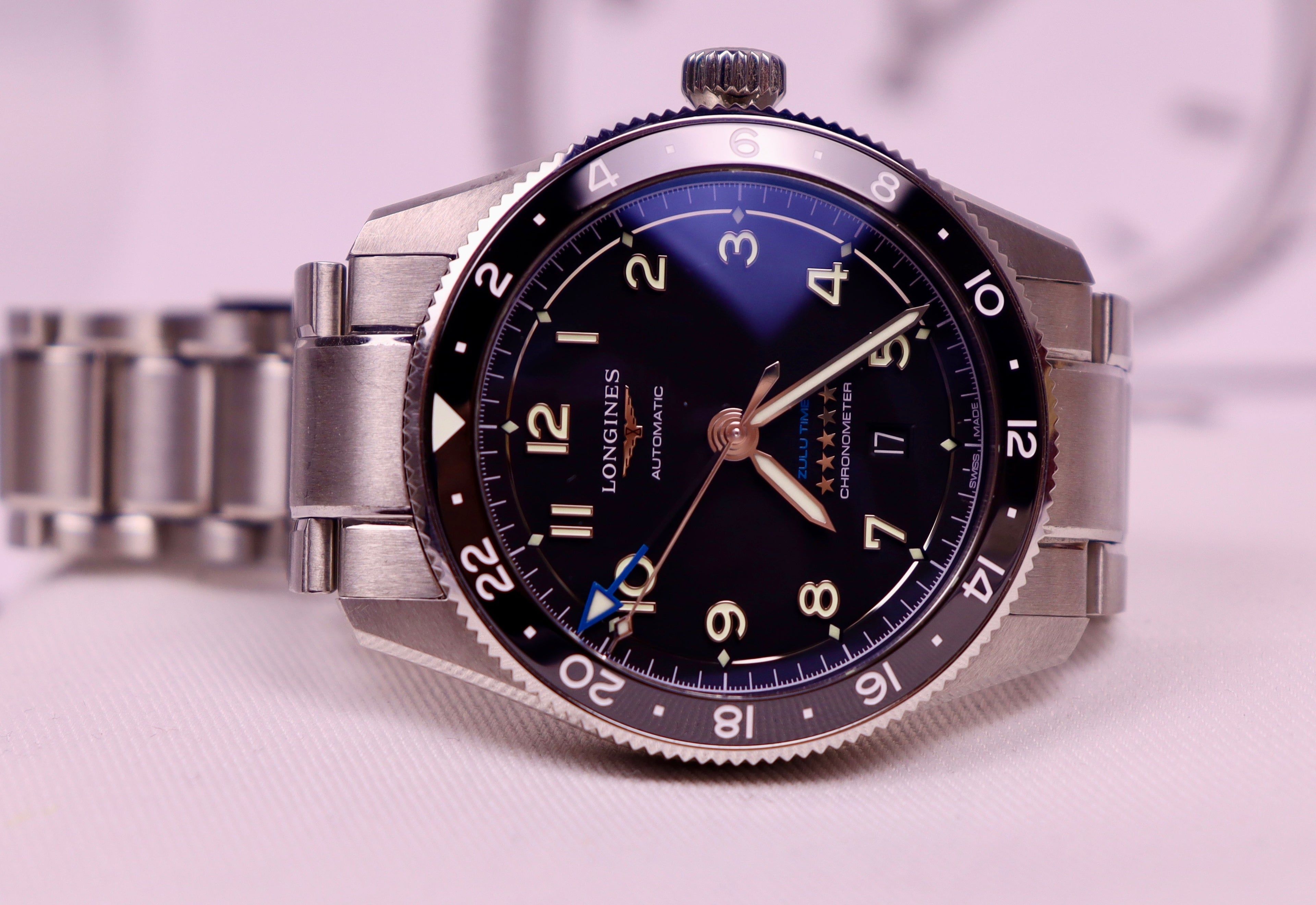 Case #252 — Longines Spirit Zulu Time 42mm Black  Ref. L3.812.4.53.6