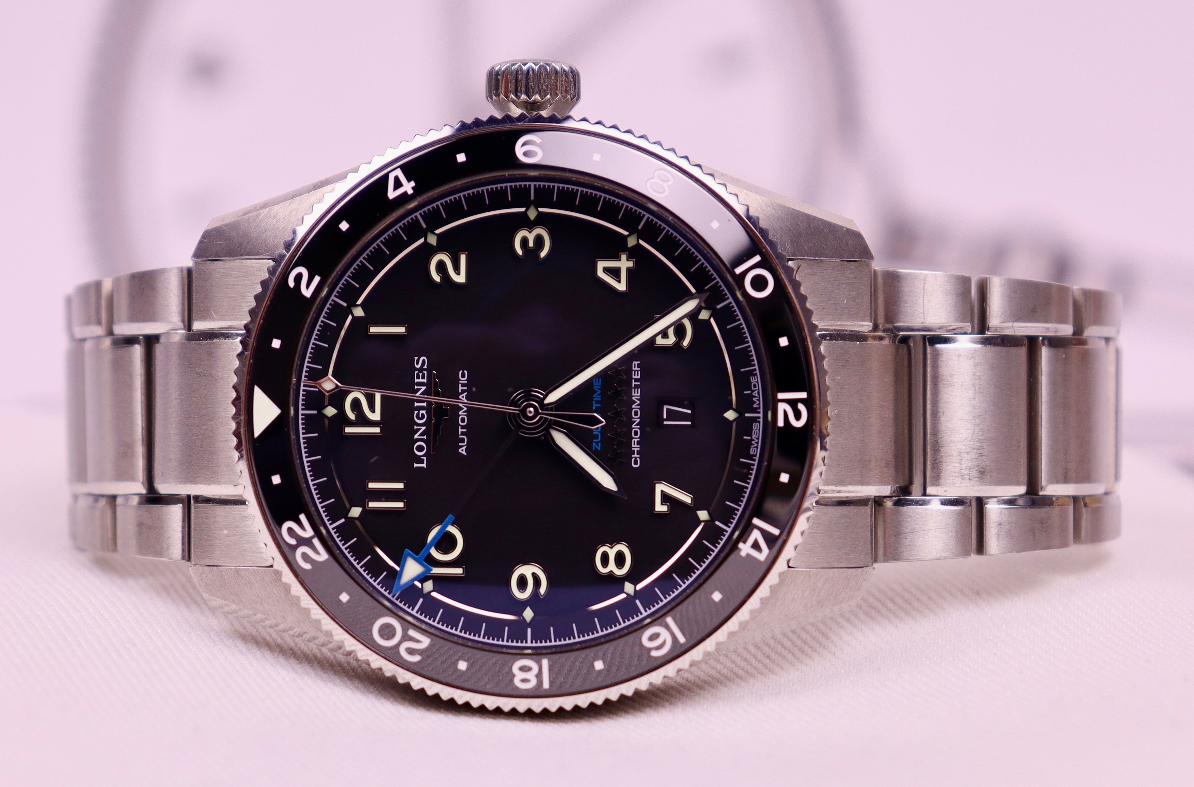 Case #252 — Longines Spirit Zulu Time 42mm Black  Ref. L3.812.4.53.6