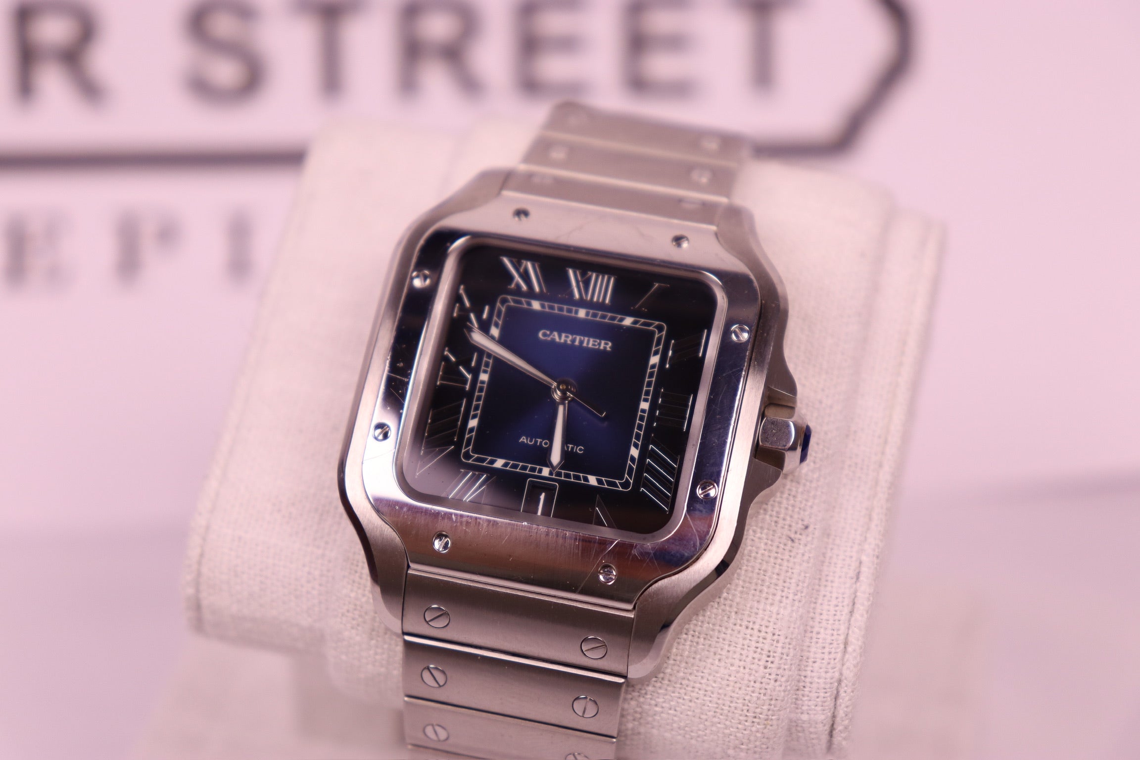 Case #391 — Cartier Santos Large Automatic Blue Ref. WSSA0071