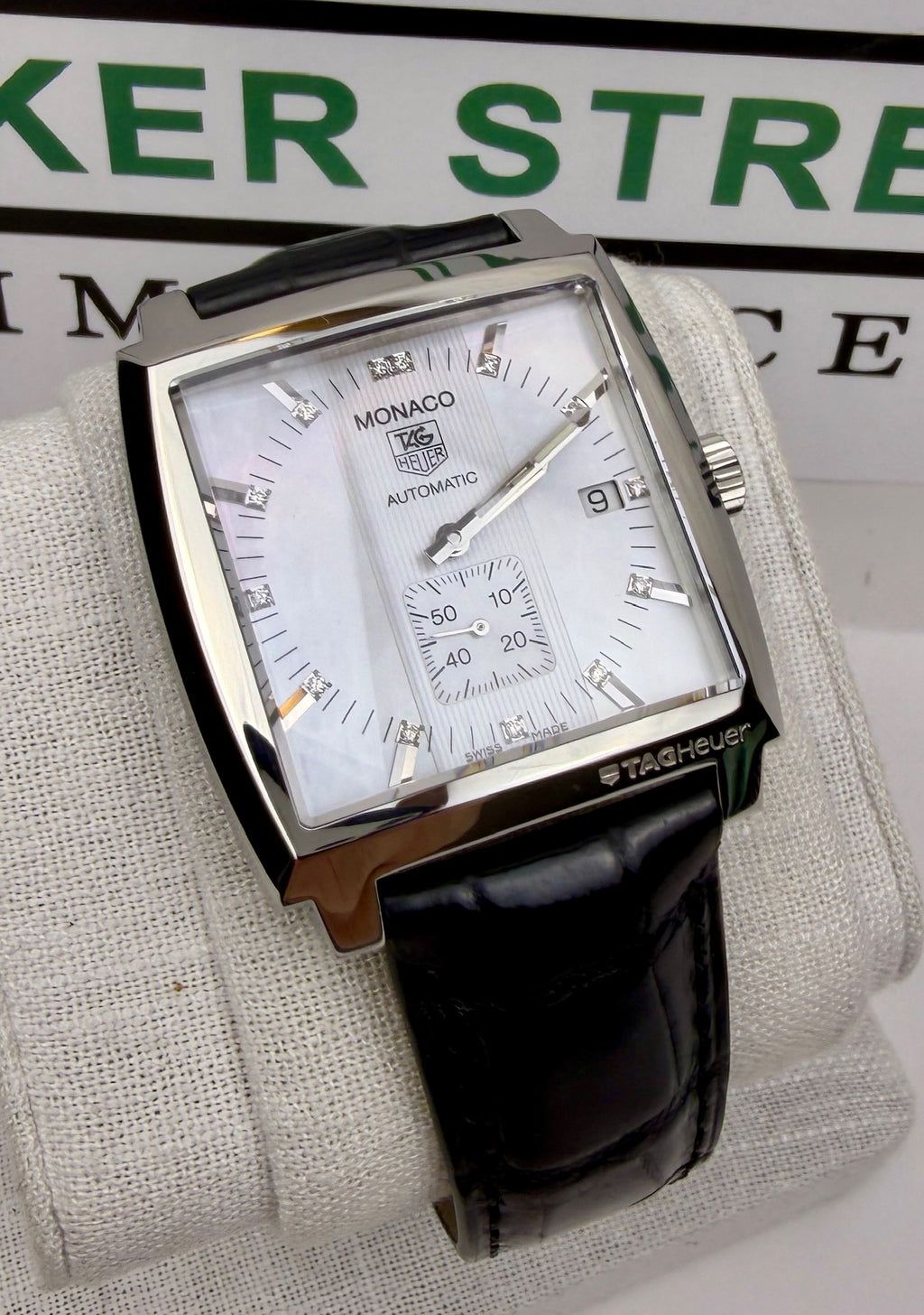 Case #278 — TAG Heuer Monaco Mother-of-Pearl Diamond Dial  Ref. WW2113.FC6215