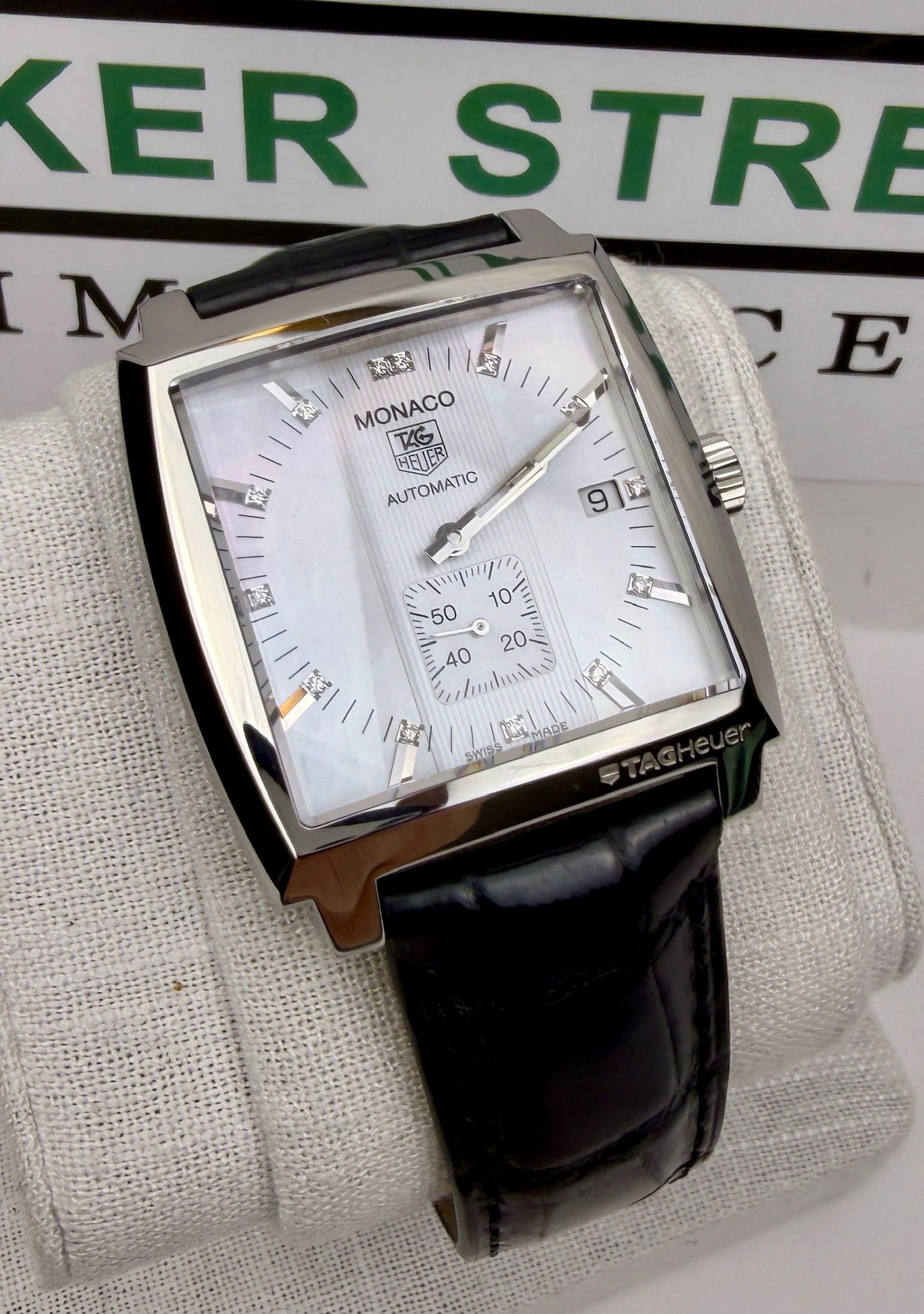 Case #278 — TAG Heuer Monaco Mother-of-Pearl Diamond Dial  Ref. WW2113.FC6215