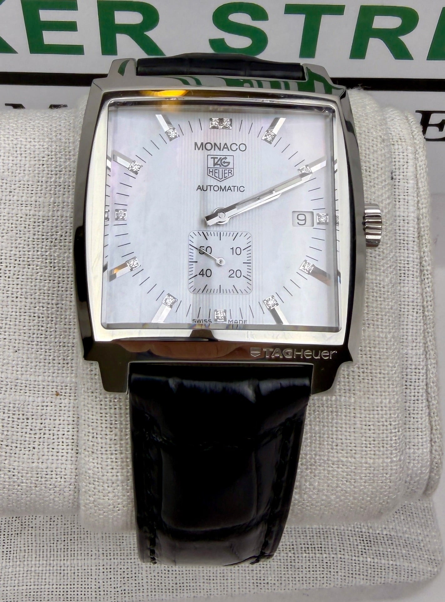 Case #278 — TAG Heuer Monaco Mother-of-Pearl Diamond Dial  Ref. WW2113.FC6215