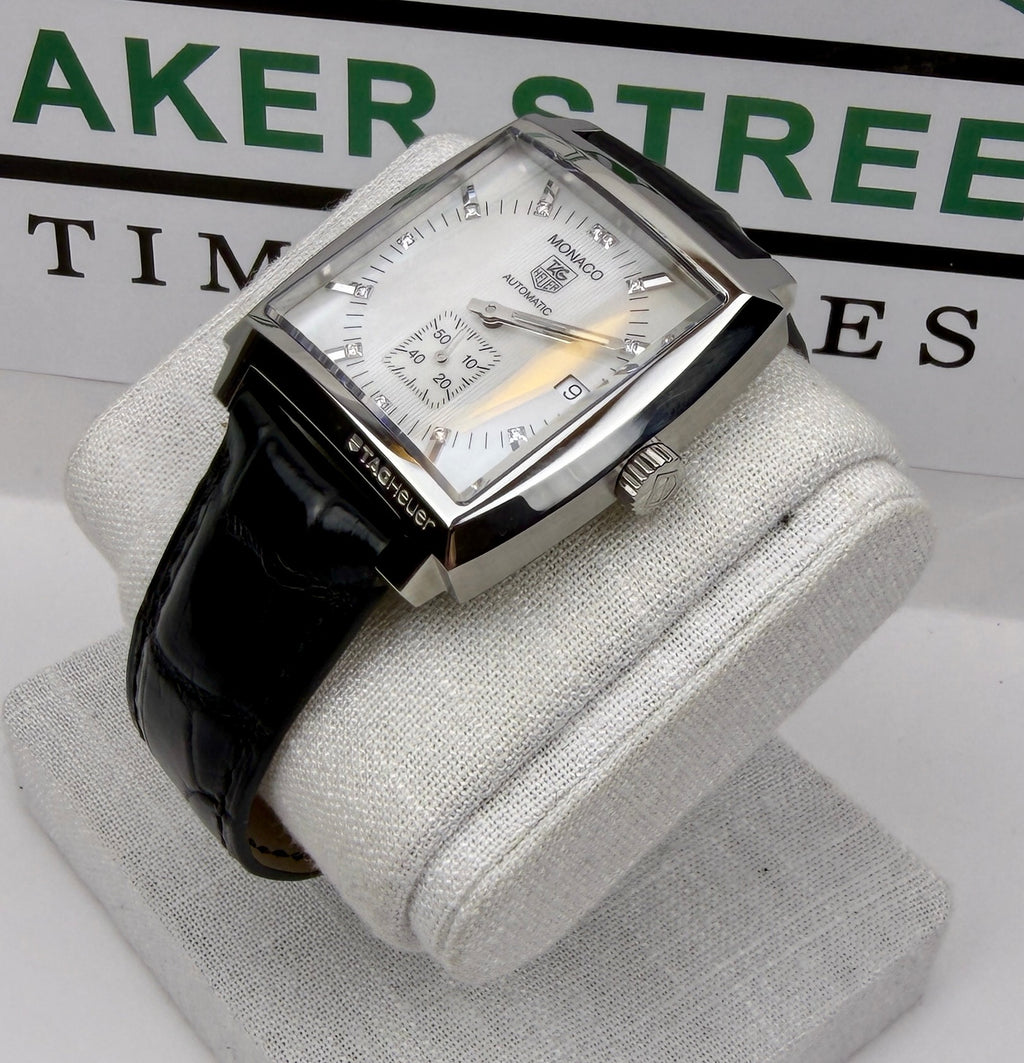 Case #278 — TAG Heuer Monaco Mother-of-Pearl Diamond Dial  Ref. WW2113.FC6215