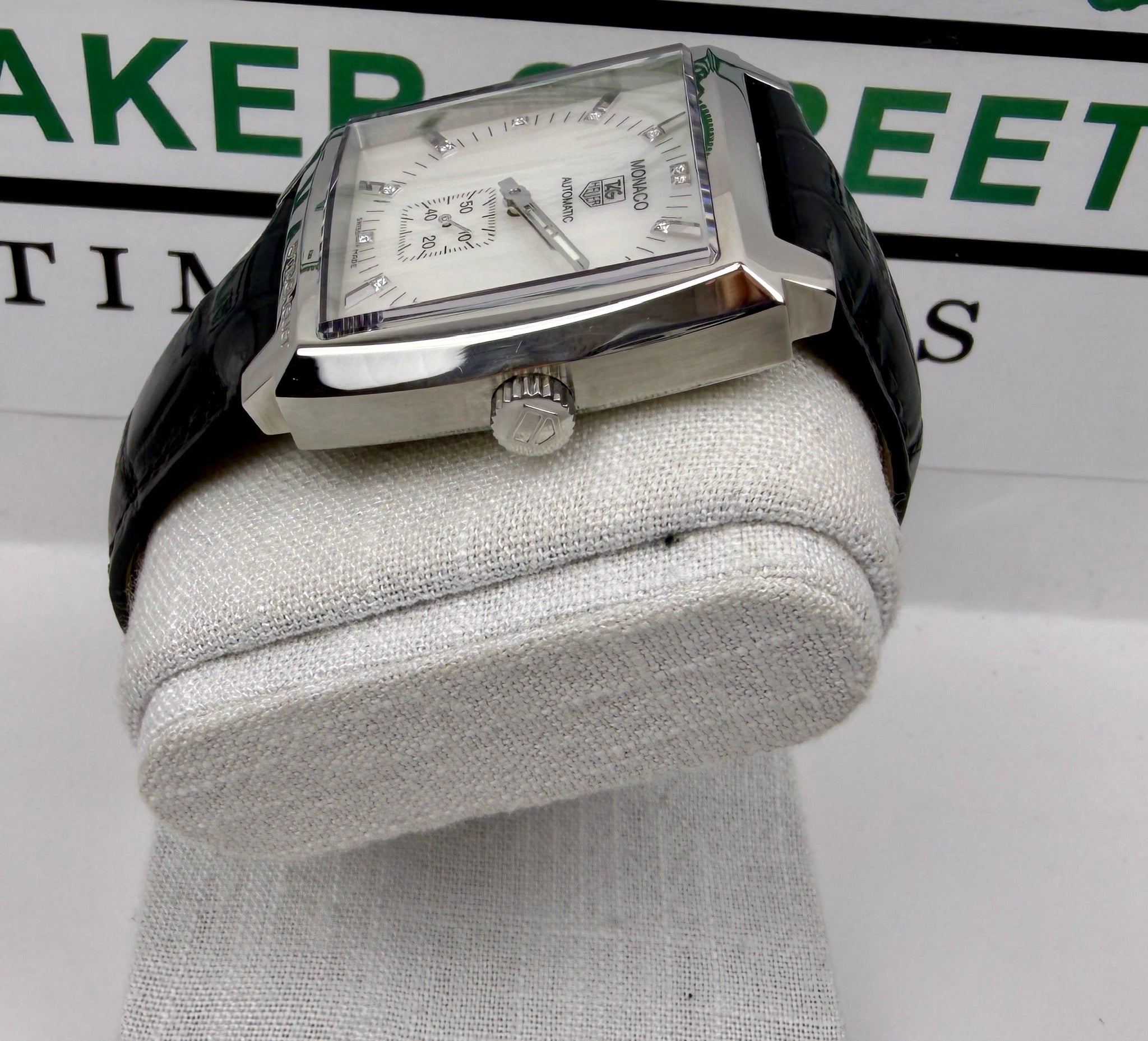 Case #278 — TAG Heuer Monaco Mother-of-Pearl Diamond Dial  Ref. WW2113.FC6215