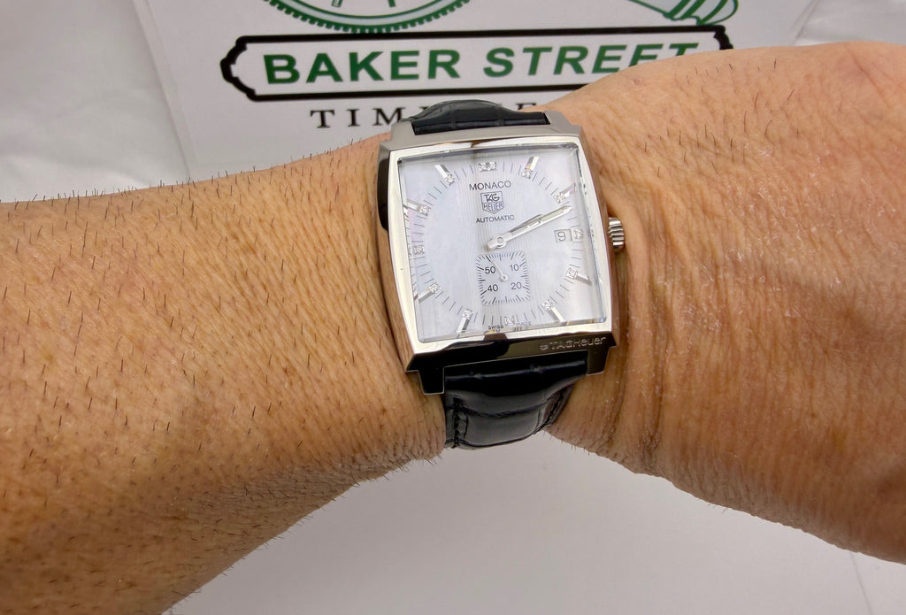 Case #278 — TAG Heuer Monaco Mother-of-Pearl Diamond Dial  Ref. WW2113.FC6215