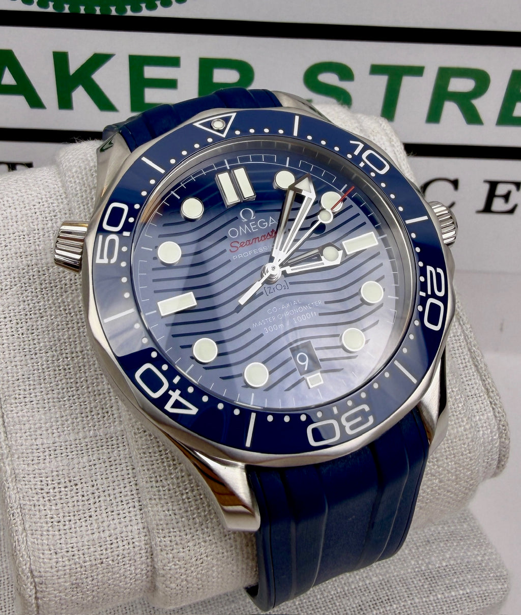 Case #299 — Omega Seamaster Diver 300M Blue on Rubber  Ref. 210.32.42.20.03.001