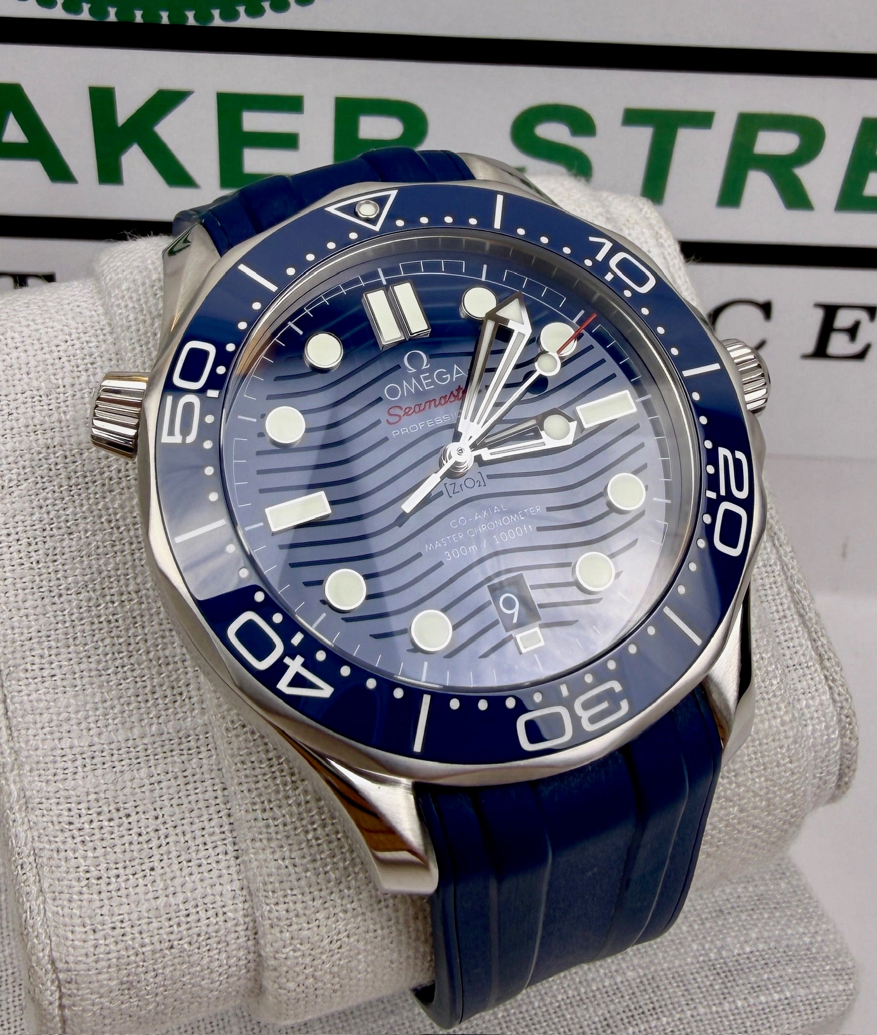 Case #299 — Omega Seamaster Diver 300M Blue on Rubber  Ref. 210.32.42.20.03.001