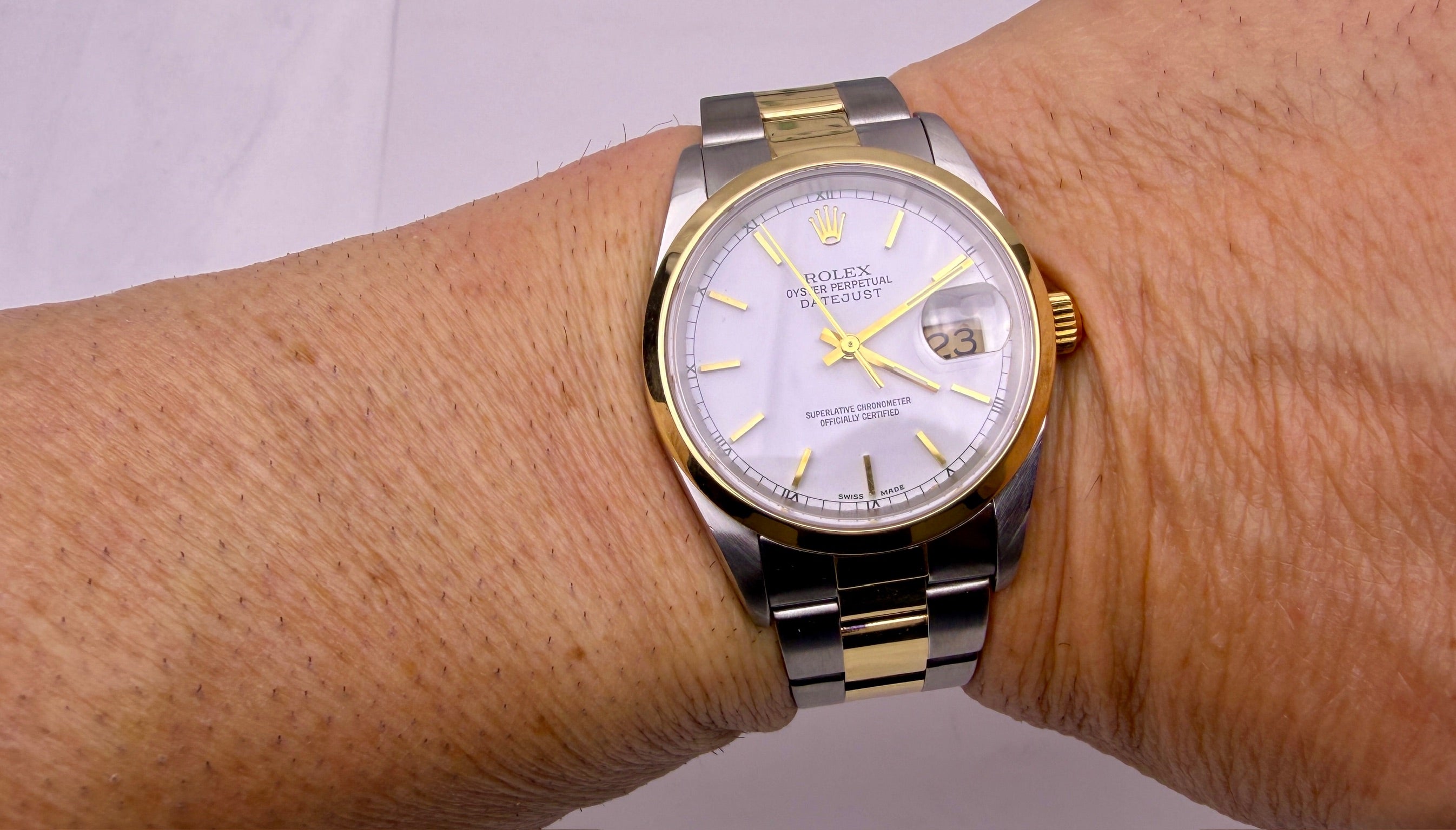 Case #365 — Rolex Oyster Perpetual Date Gold/Steel White Dial Ref. 15203