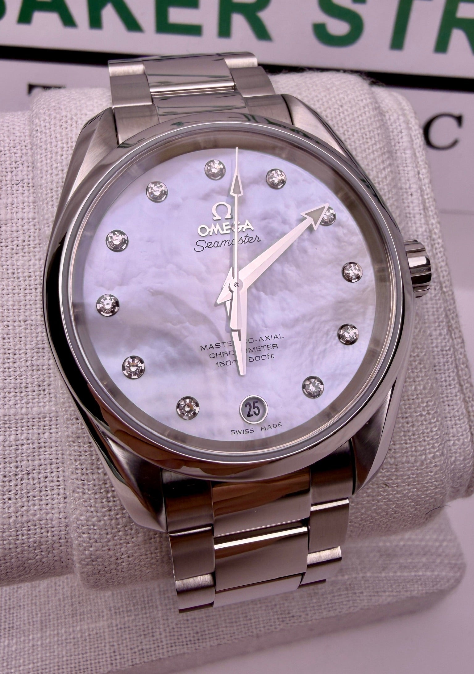 Case #381 — Omega Seamaster Aqua Terra 38.5MM MOP Dial with Diamonds Ref. 231.10.39.21.55.002