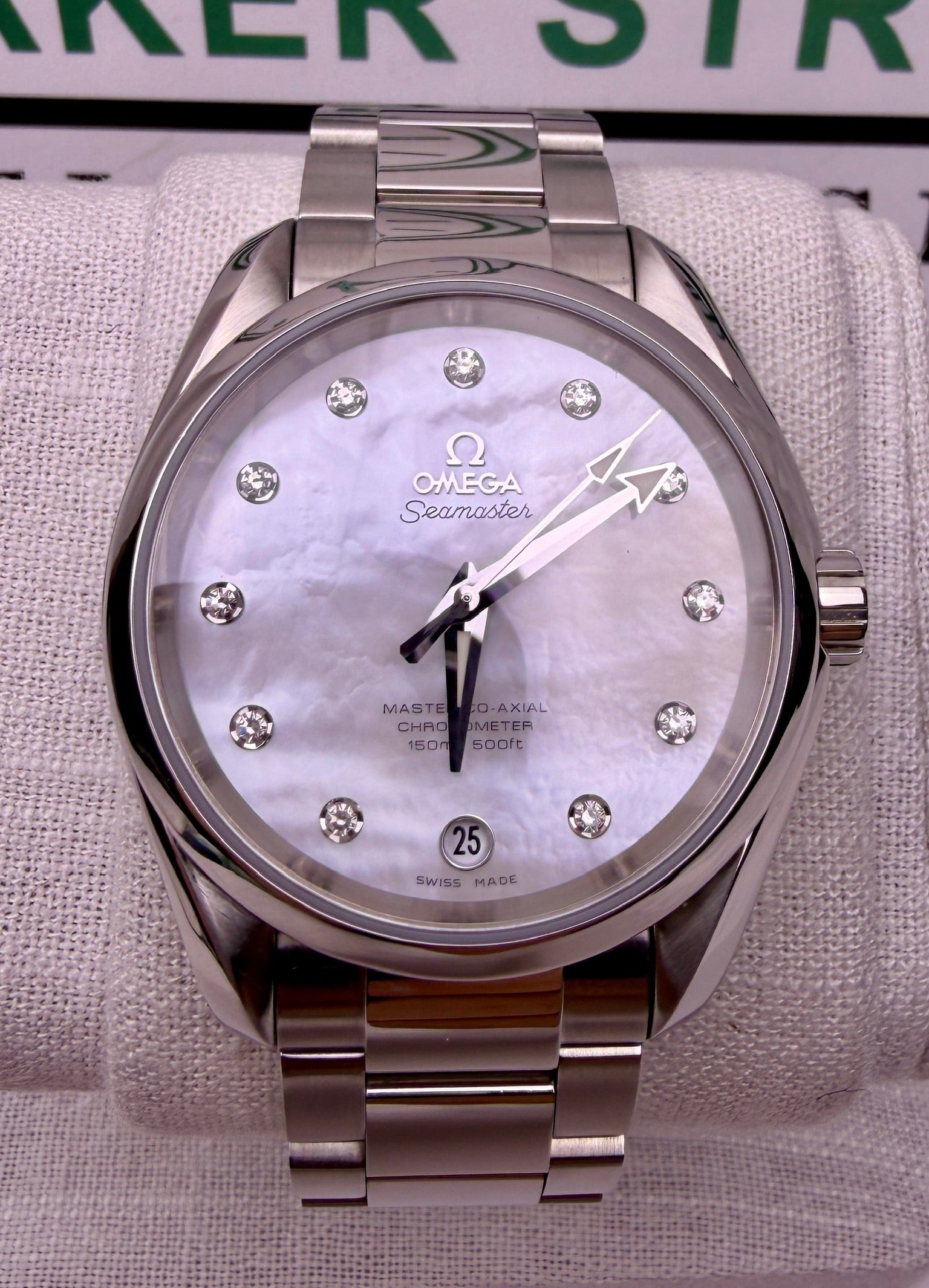 Case #381 — Omega Seamaster Aqua Terra 38.5MM MOP Dial with Diamonds Ref. 231.10.39.21.55.002