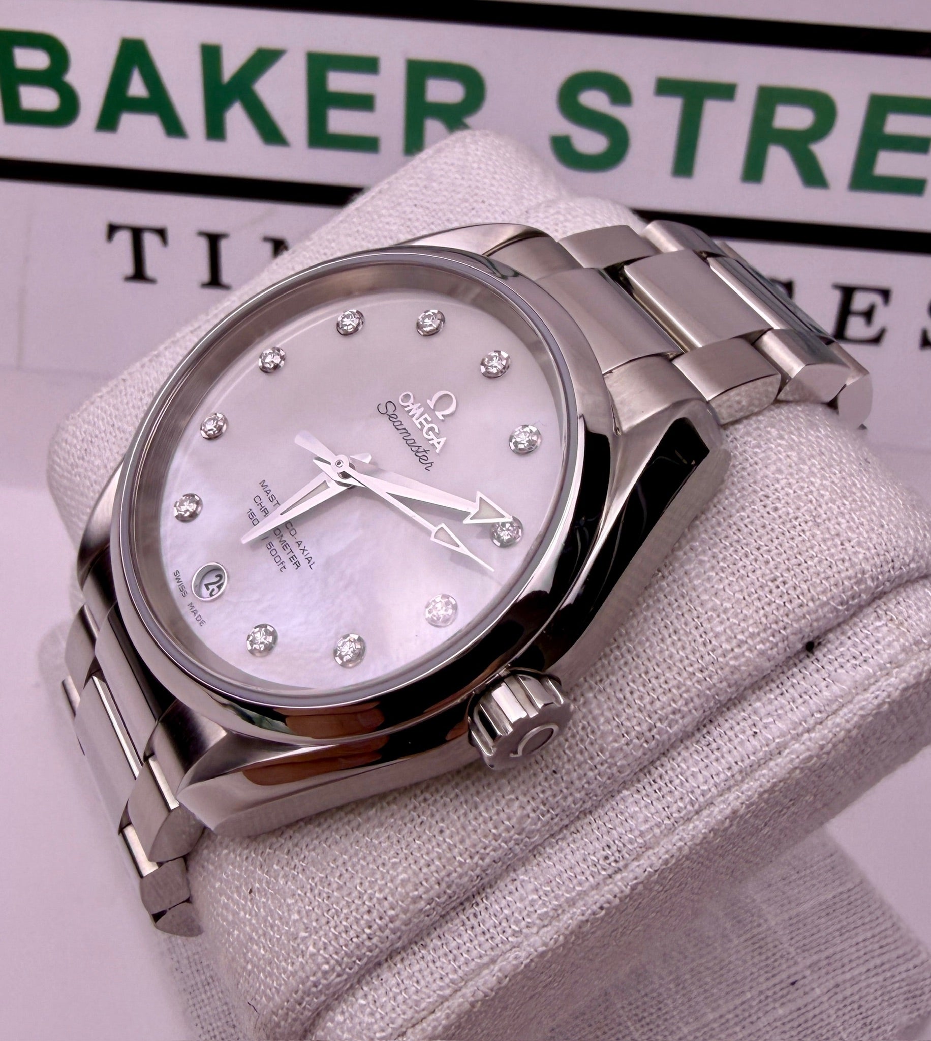 Case #381 — Omega Seamaster Aqua Terra 38.5MM MOP Dial with Diamonds Ref. 231.10.39.21.55.002