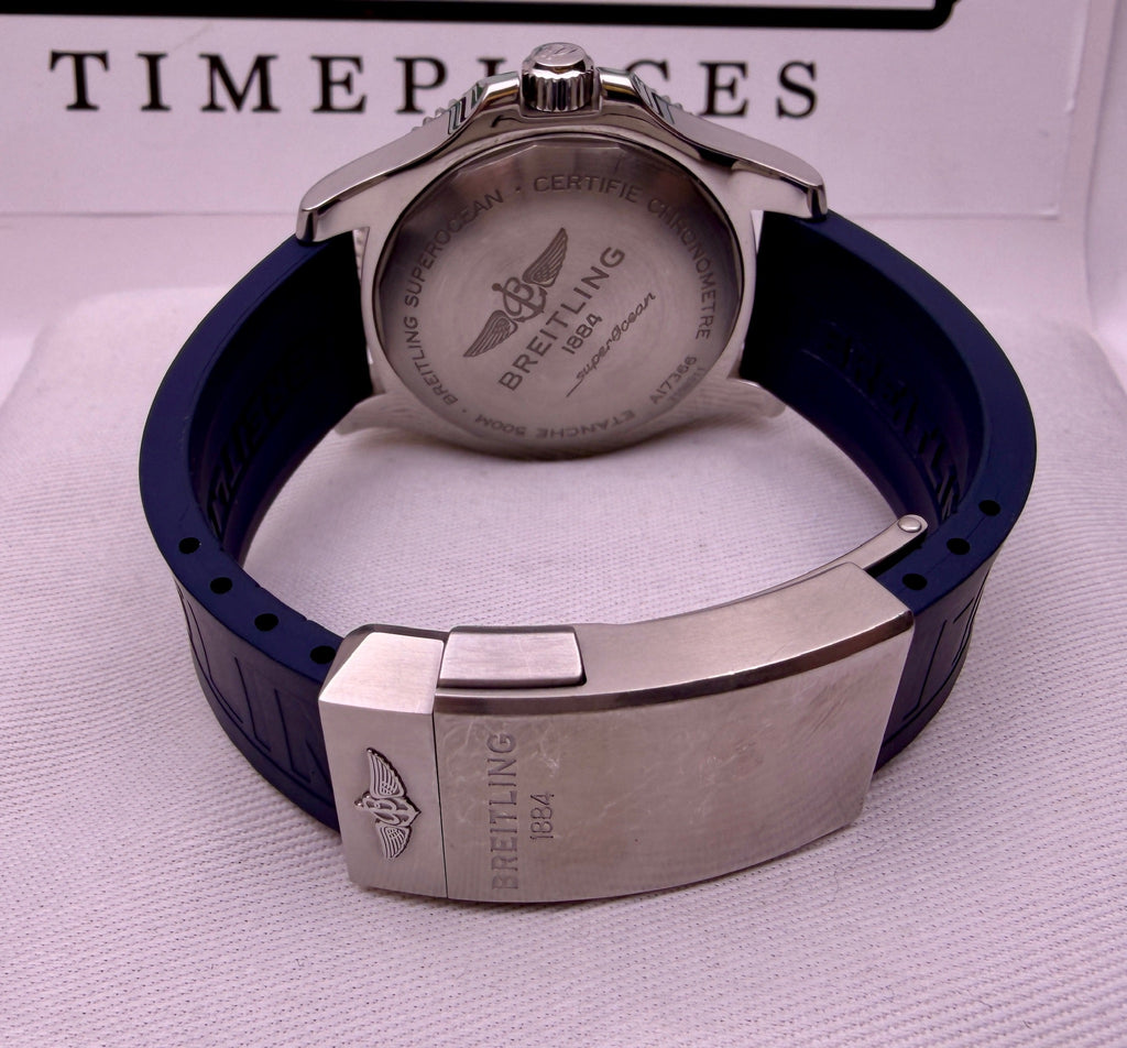 Case #399 — Breitling Superocean 42 Blue and White on Rubber Ref. A17366