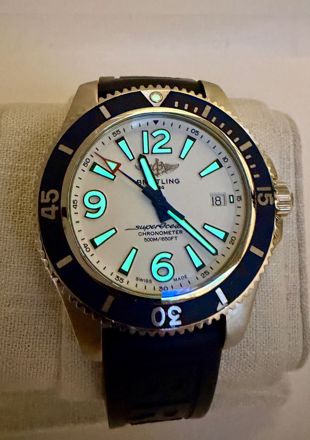 Case #399 — Breitling Superocean 42 Blue and White on Rubber Ref. A17366