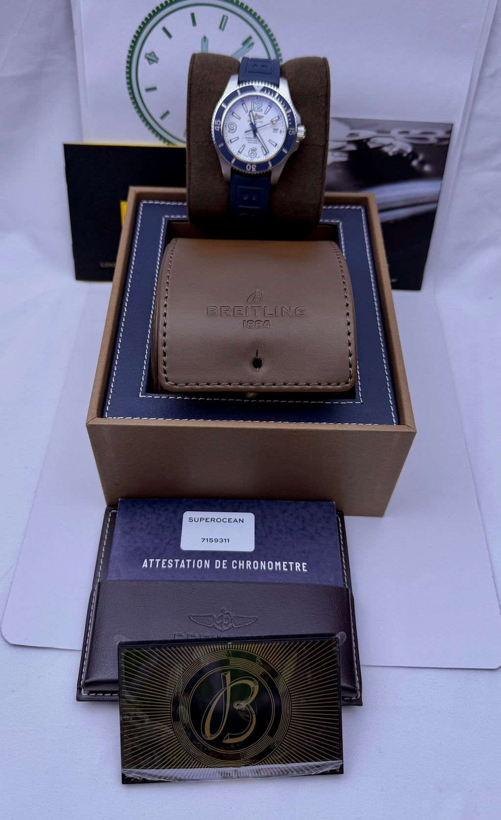Case #399 — Breitling Superocean 42 Blue and White on Rubber Ref. A17366