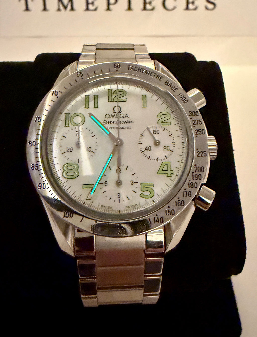Case #436 — Omega Speedmaster Reduced Mother of Pearl Green Ref. 3834.72.35