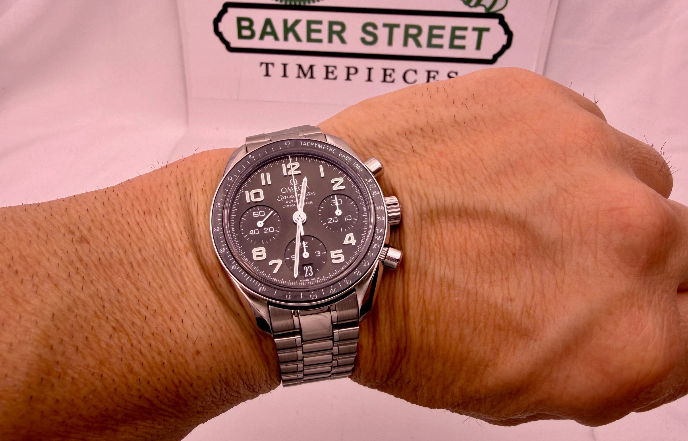 Case #444 — Omega Speedmaster 38 Co-Axial Chronograph, grey dial Ref. 324.30.38.40.06.001