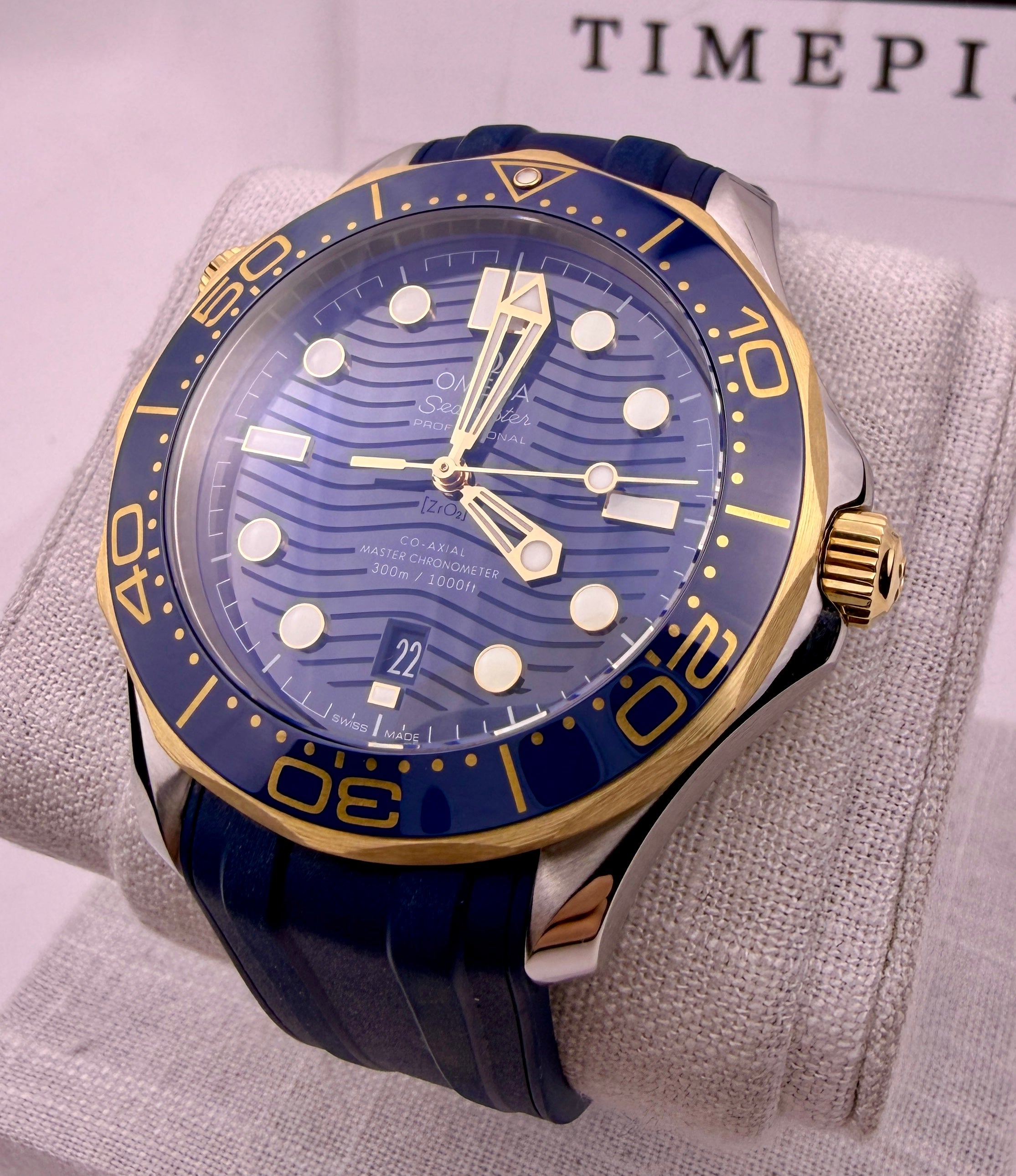 Case #434 — Omega Seamaster Professional Blue / Gold on Rubber Strap Ref. 210.22.42.20.03.001
