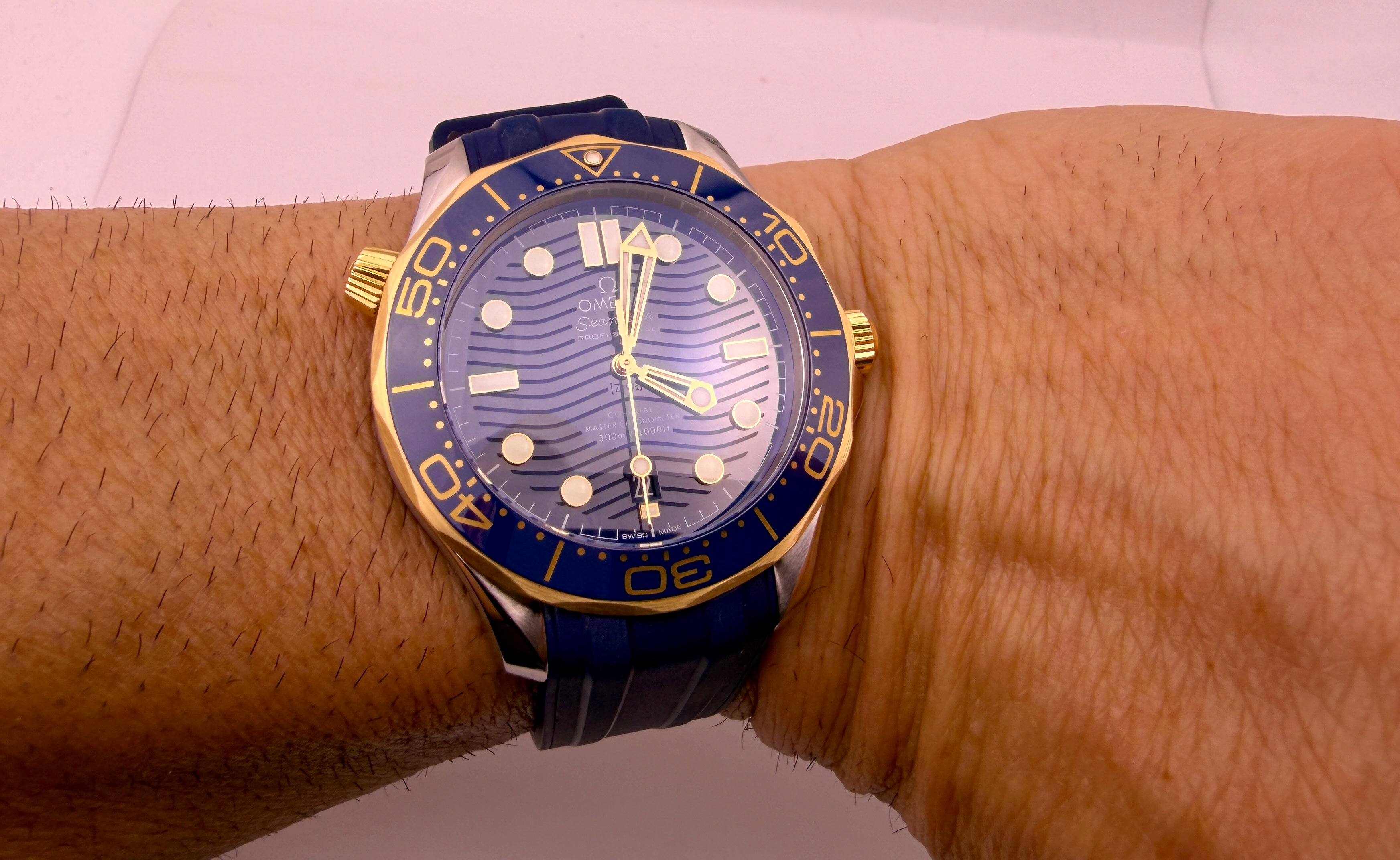 Case #434 — Omega Seamaster Professional Blue / Gold on Rubber Strap Ref. 210.22.42.20.03.001