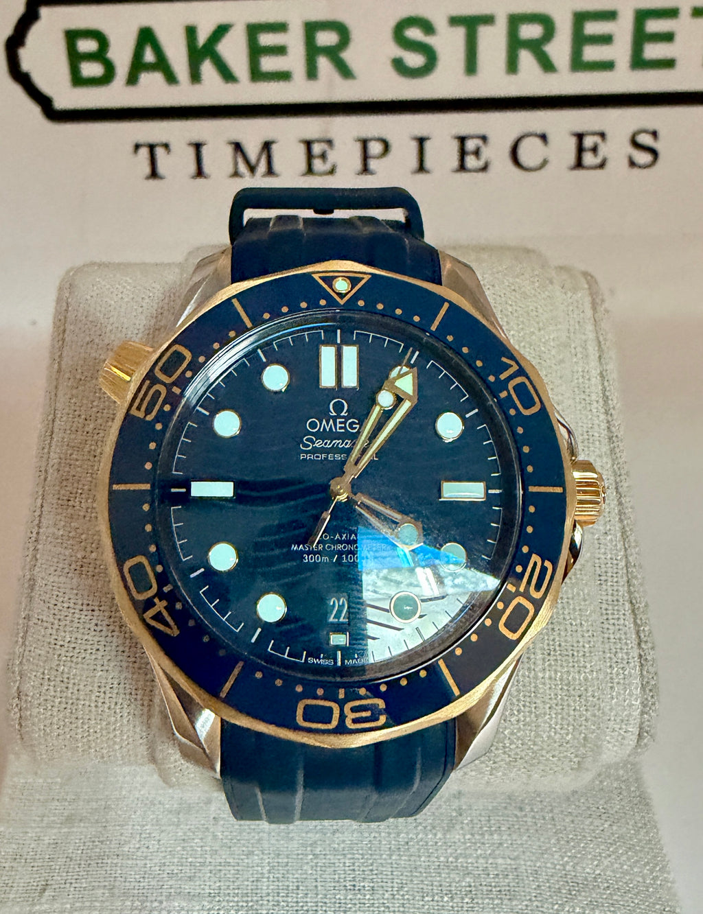 Case #434 — Omega Seamaster Professional Blue / Gold on Rubber Strap Ref. 210.22.42.20.03.001