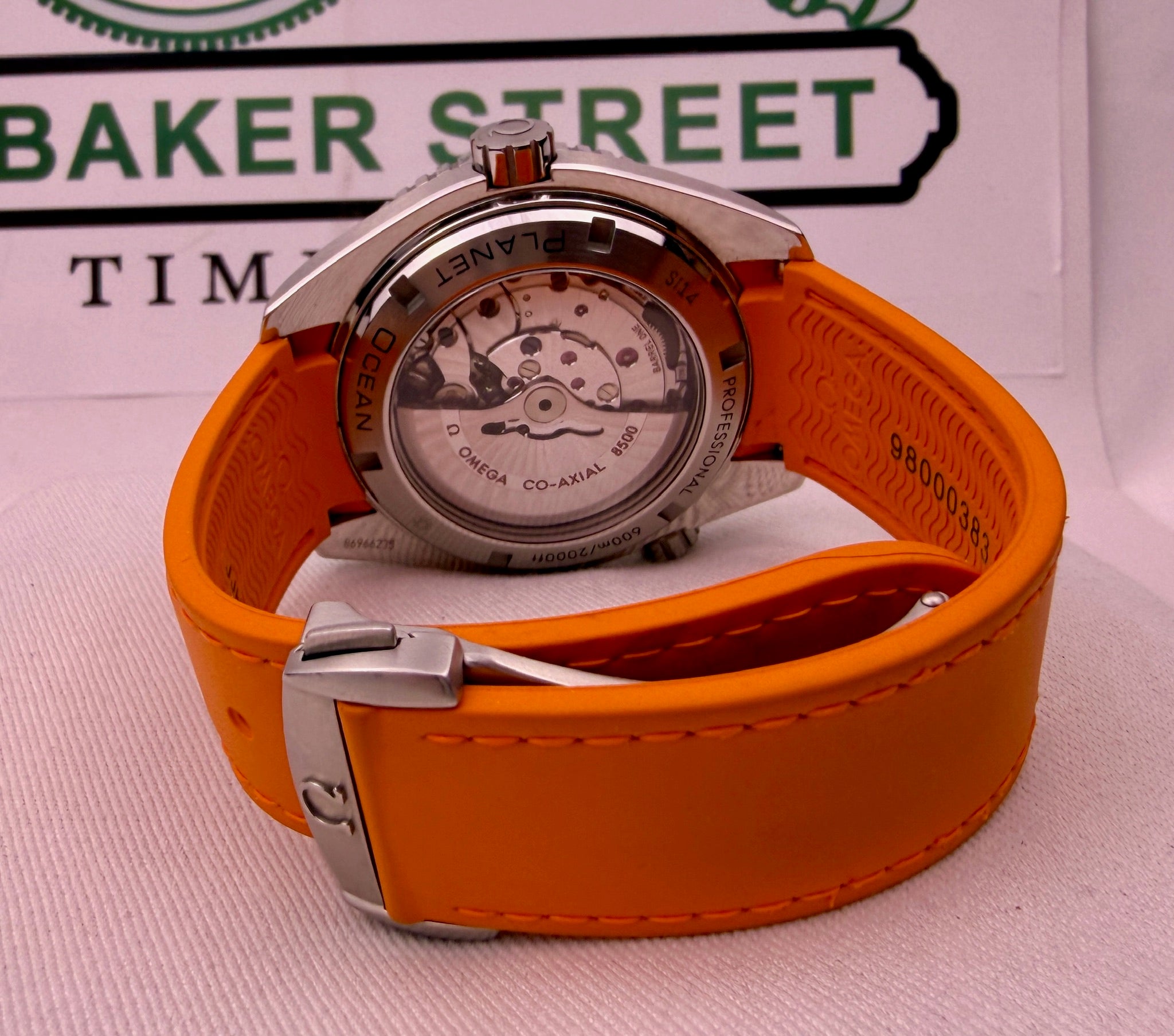 Case #514 — Omega Seamaster Planet Ocean on Orange Rubber Strap Ref. 232.32.46.21.01.001