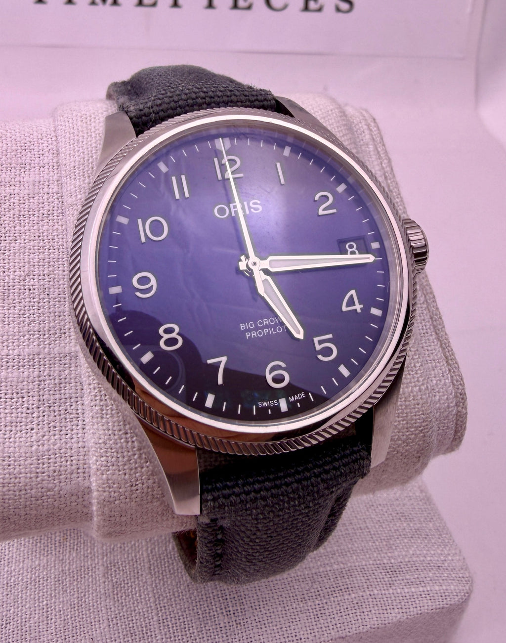 Case #515 — Oris Big Crown ProPilot Blue on Grey Textile / Leather Strap
