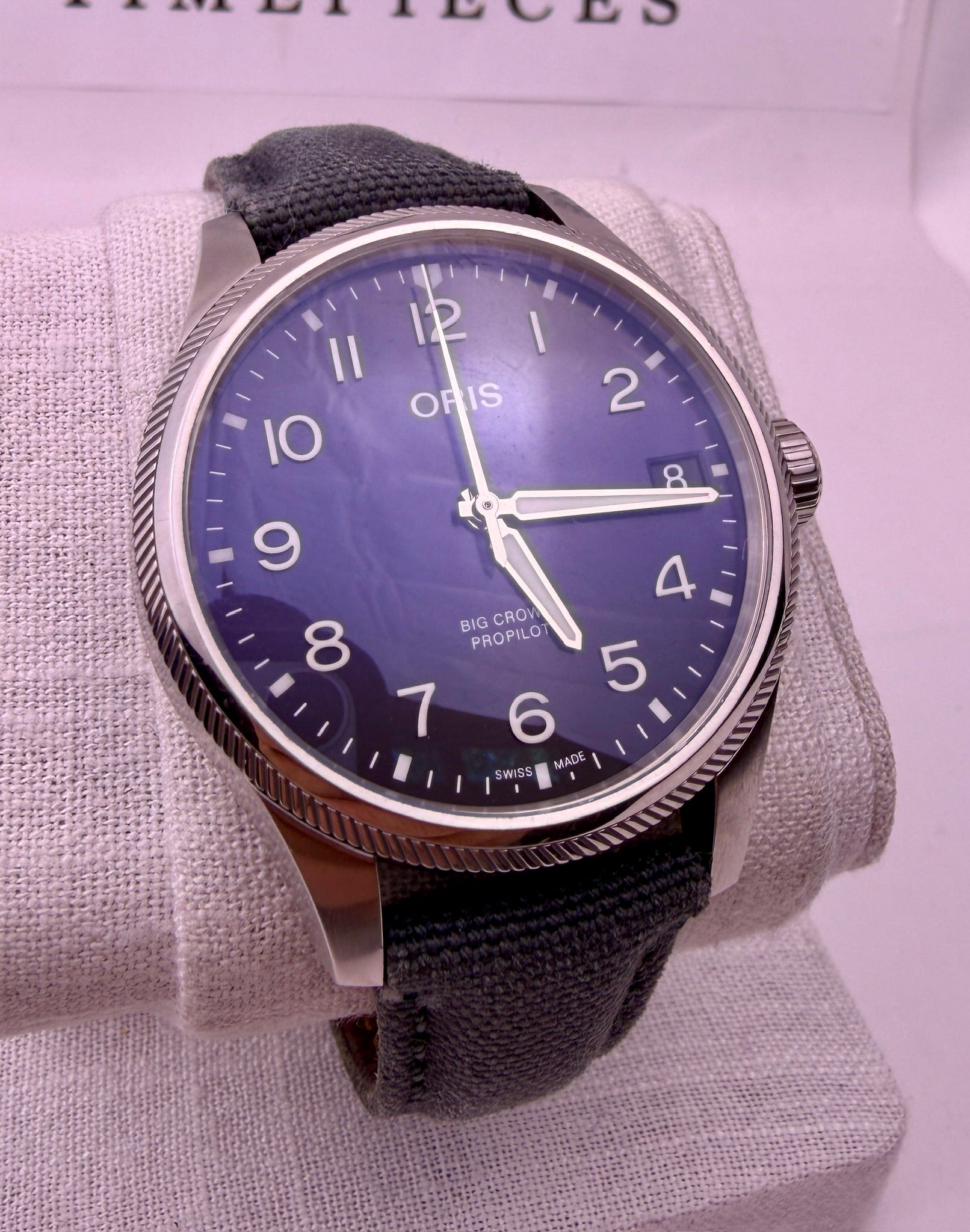 Case #515 — Oris Big Crown ProPilot Blue on Grey Textile / Leather Strap