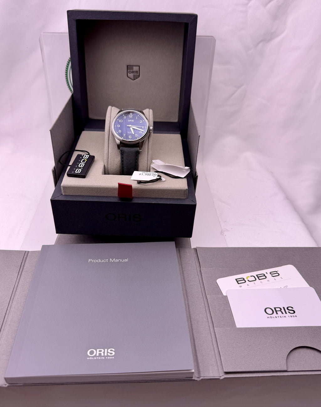 Case #515 — Oris Big Crown ProPilot Blue on Grey Textile / Leather Strap