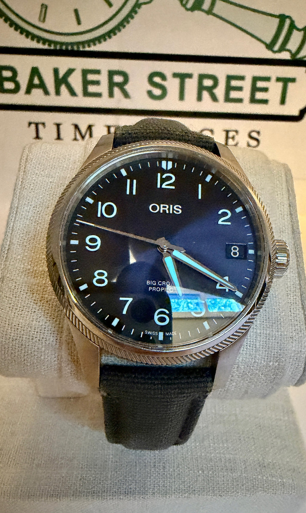 Case #515 — Oris Big Crown ProPilot Blue on Grey Textile / Leather Strap