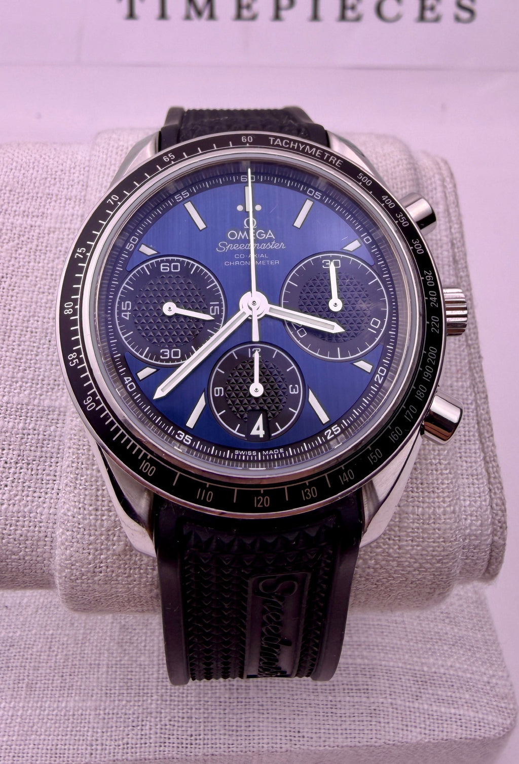 Case #585 — Omega Speedmaster Racing Blue on Rubber Ref. 326.32.40.50.03.001