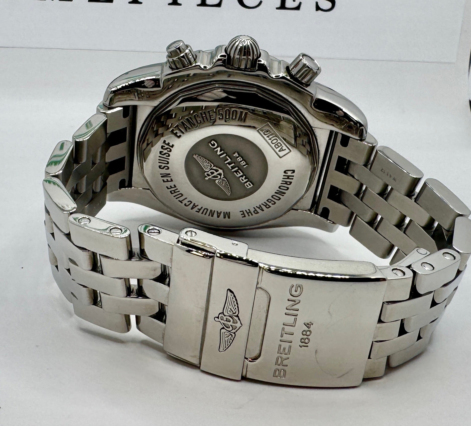 Case #0047 — Pre-Owned Breitling Chronomat AB0110 — Rare Mother of Pearl Dial — Full Kit