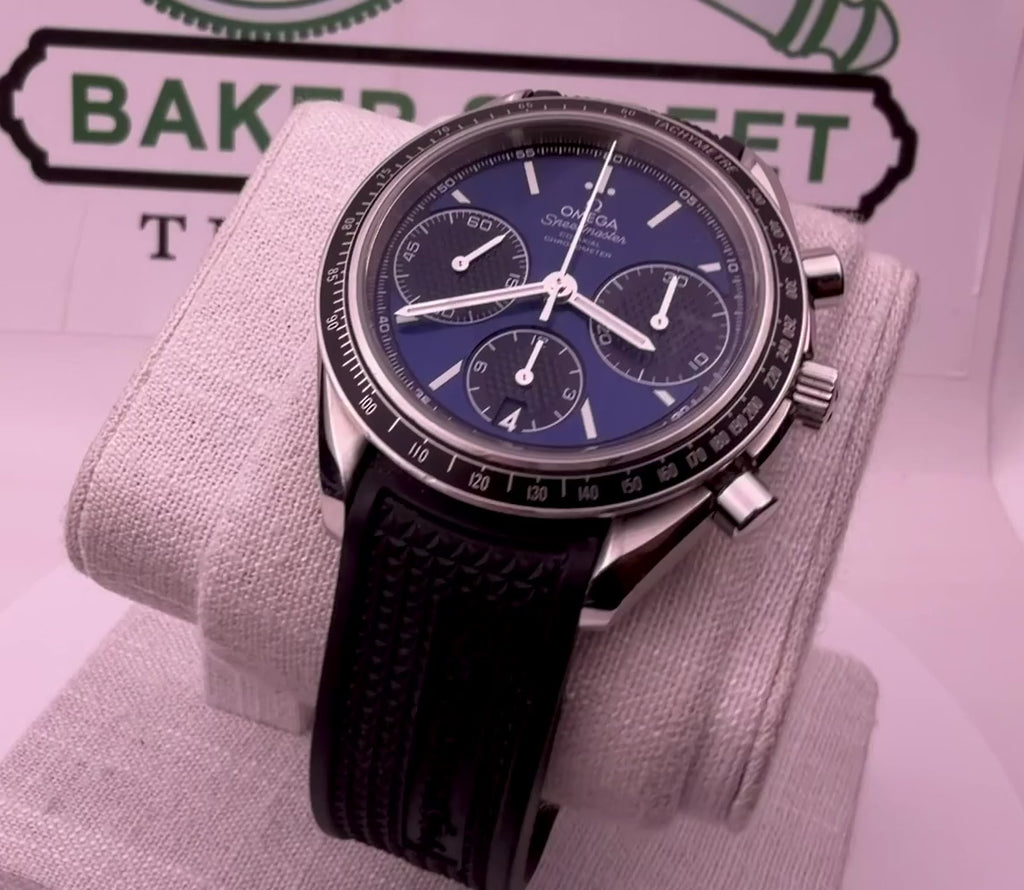 Case #585 — Omega Speedmaster Racing Blue on Rubber Ref. 326.32.40.50.03.001