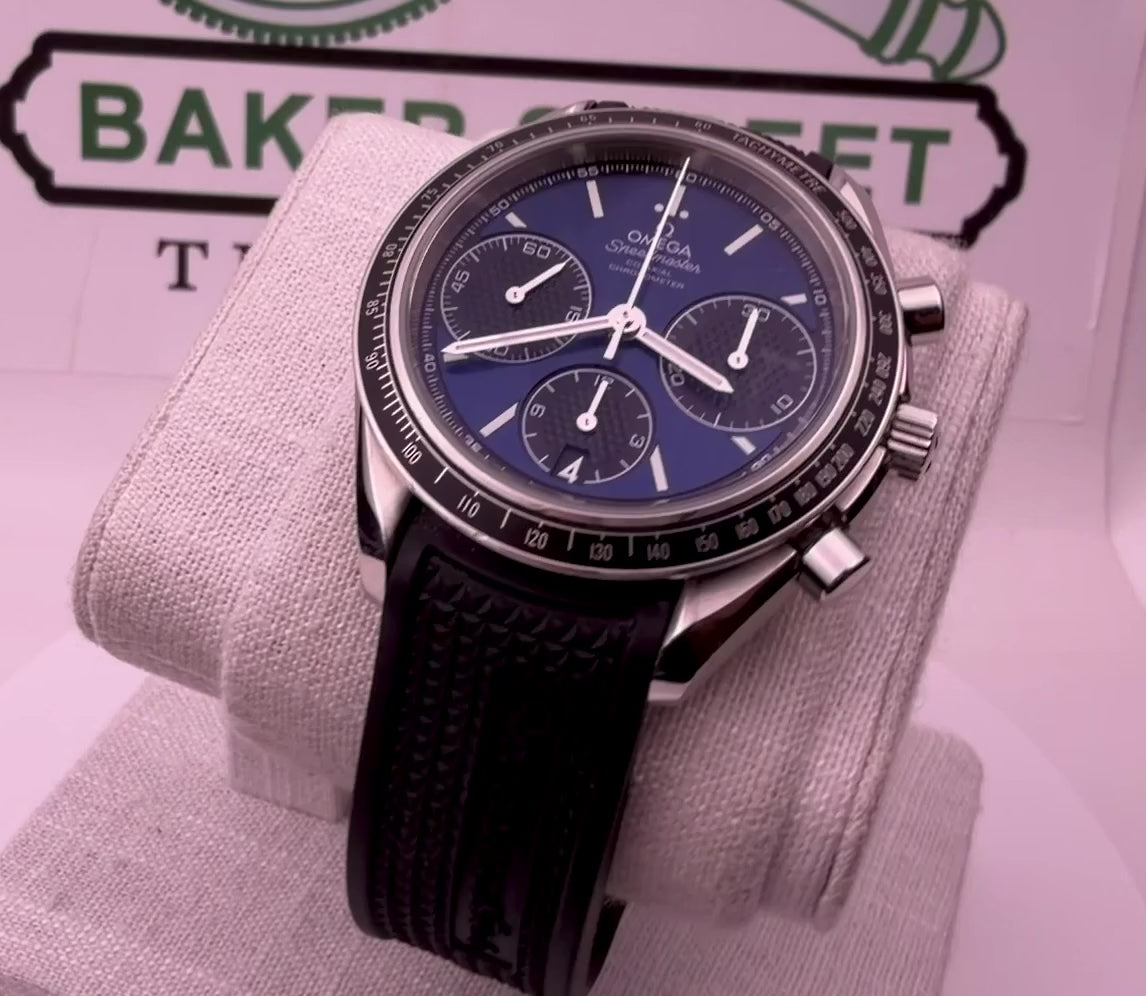 Case #585 — Omega Speedmaster Racing Blue on Rubber Ref. 326.32.40.50.03.001